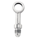 Seven metallic and black Goodridge Universal AN-Type Brake Line Fittings by Goodridge are arranged in a circle around a T-shaped fitting, ideal for brake or hydraulic systems, set against a white background.