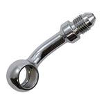 Seven metallic and black Goodridge Universal AN-Type Brake Line Fittings by Goodridge are arranged in a circle around a T-shaped fitting, ideal for brake or hydraulic systems, set against a white background.
