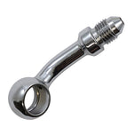 Seven metallic and black Goodridge Universal AN-Type Brake Line Fittings by Goodridge are arranged in a circle around a T-shaped fitting, ideal for brake or hydraulic systems, set against a white background.