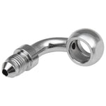 Seven metallic and black Goodridge Universal AN-Type Brake Line Fittings by Goodridge are arranged in a circle around a T-shaped fitting, ideal for brake or hydraulic systems, set against a white background.