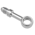 Seven metallic and black Goodridge Universal AN-Type Brake Line Fittings by Goodridge are arranged in a circle around a T-shaped fitting, ideal for brake or hydraulic systems, set against a white background.