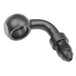 Seven metallic and black Goodridge Universal AN-Type Brake Line Fittings by Goodridge are arranged in a circle around a T-shaped fitting, ideal for brake or hydraulic systems, set against a white background.