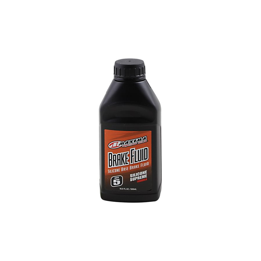 A bottle of Maxima DOT 5 Brake Fluid by Maxima offers responsive lever and pedal feel.