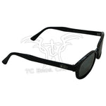 KD's Sunglasses-Silver Mirror by KD's Sunglasses are black, rectangular shades with a lightweight design and silver mirrored lenses, displayed from the front.