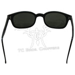 KD's Sunglasses-Silver Mirror by KD's Sunglasses are black, rectangular shades with a lightweight design and silver mirrored lenses, displayed from the front.