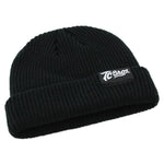 A soft acrylic TC Bros. Watchman Beanie - Black with a TC Bros. logo on it.