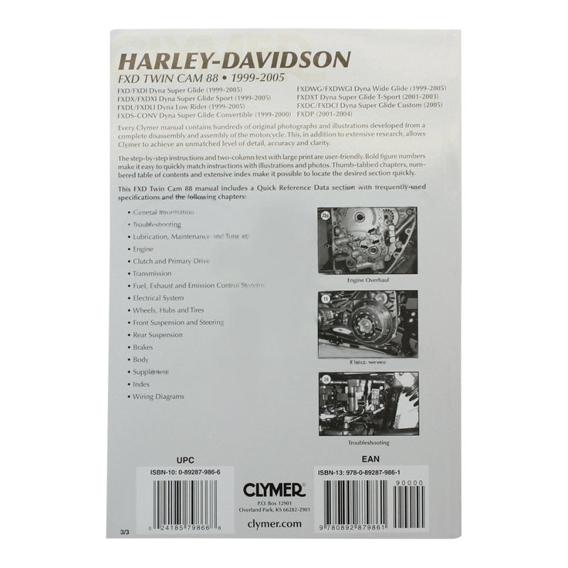 Clymer Manuals offer comprehensive guides for maintaining and repairing the Clymer Repair Manual Harley Davidson Dyna Twin Cam 1999/2005 motorcycles.