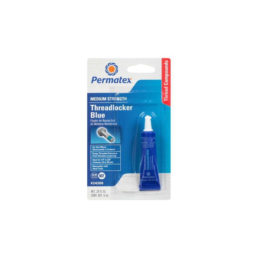 Permatex 242 Medium Strength Threadlocker - Blue - .2fl oz, also known as Permatex, comes in a convenient 1 ml size.