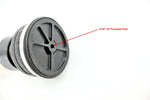 A black and white image featuring TC Bros. Choppers Air Spring adjustability and vibration dampening.
