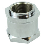 A metal object with a Moto Iron® Hex Retainer Nut for Springer Front Ends.