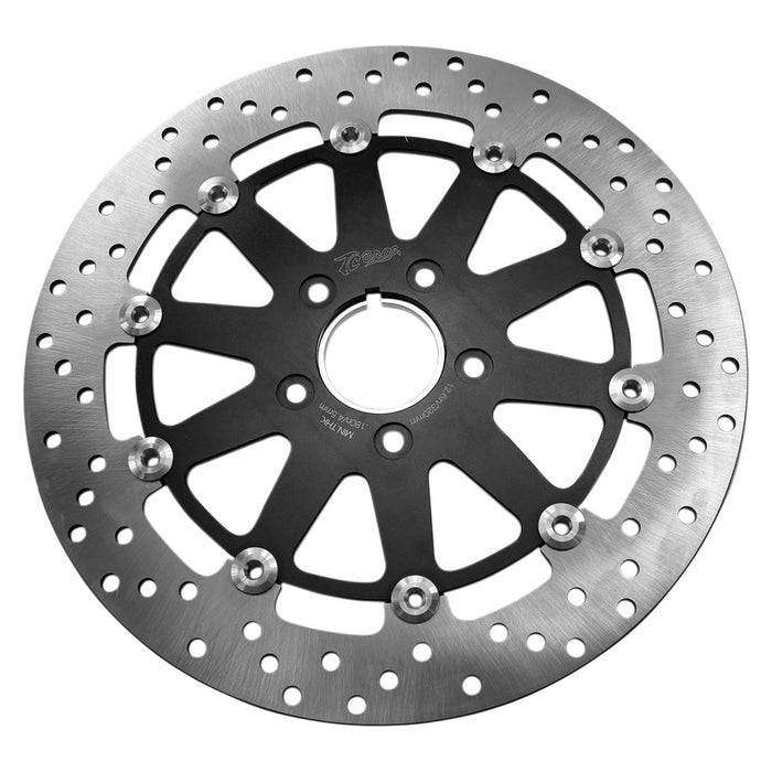 A TC Bros. 12.6in Oversized Rear Floating Brake rotor on a white background.