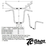 The TC Bros. 1" Springer Apes Handlebars by TC Bros. are black metal bars with a U-shape and upward-angled ends, resembling 16" rise handlebars, shown against a white background.