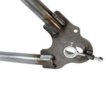 A picture of a metal frame with a bolt on it, showcasing the TC Bros. Sportster Hardtail Kit For 2004-2013 (Weld On) fits Stock 130-150 Tire.