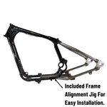 The TC Bros. Weld-On Hardtail Kit for 2004-2013 Harley-Davidson Sportster includes a frame, bracket, bolts, washers, and small hardware components—all neatly displayed on a white background.