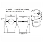 A pair of black metal TC Bros. 2" Black Springer Risers for 1" Diameter Handlebars.
