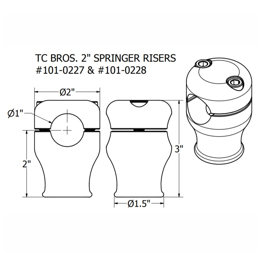 TC Bros. 2" Black Springer Risers for 1" Diameter Handlebars