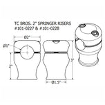A pair of black metal TC Bros. 2" Black Springer Risers for 1" Diameter Handlebars.