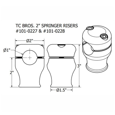 TC Bros. - 2" Chrome Springer Risers for 1" Diameter Handlebars.