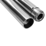 Two gold and two silver 41mm fork tubes with assorted black and silver circular parts, displayed on a white background, labeled "41MM". Ideal TC Bros. Fork Tube Kit for Harley-Davidson Big Twin with 41mm fork.