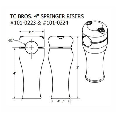 TC Bros. 4" Black Springer Risers for 1" Diameter Handlebars