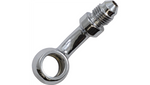 Seven metallic and black Goodridge Universal AN-Type Brake Line Fittings by Goodridge are arranged in a circle around a T-shaped fitting, ideal for brake or hydraulic systems, set against a white background.