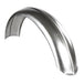 A high quality Moto Iron® 6" Wide Raw Steel Ribbed Bobber Fender on a white background.