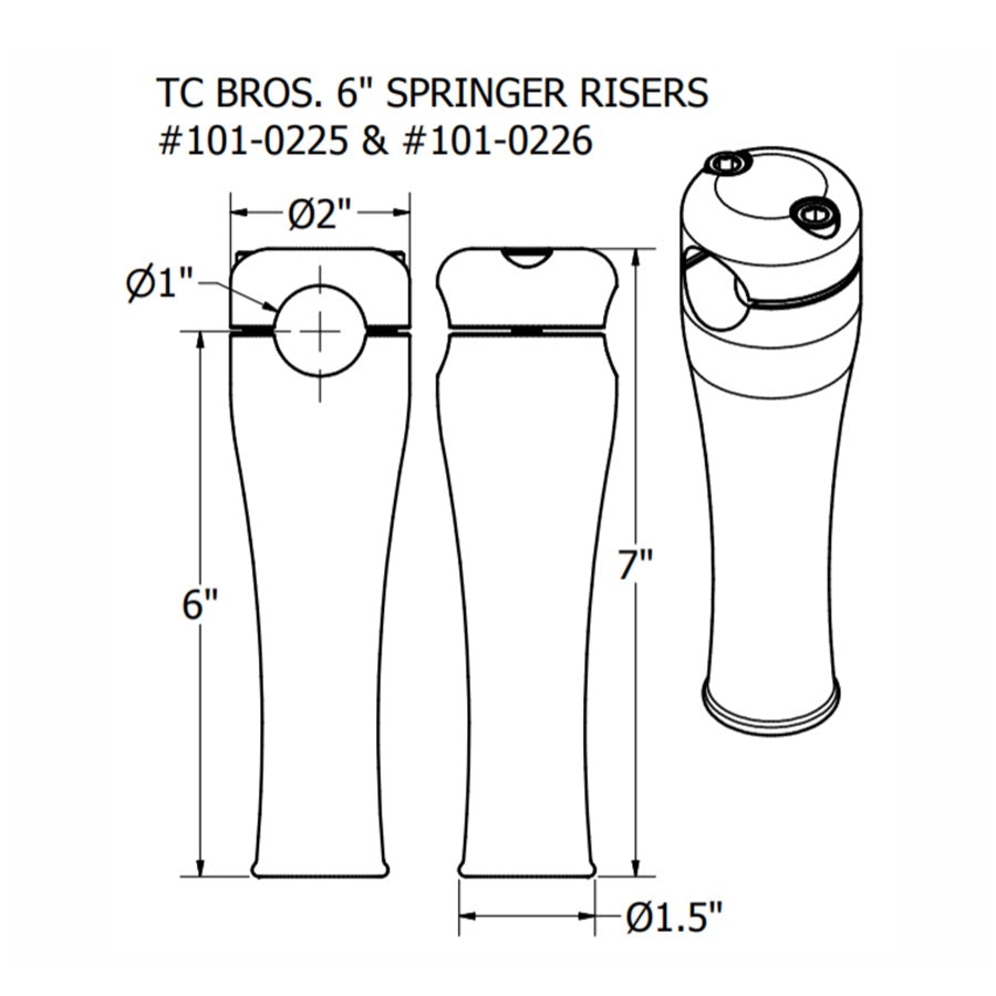 TC Bros offers TC Bros. 6" Chrome Springer Risers for 1" Diameter Handlebars.