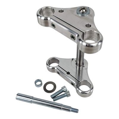 A TC Bros. Extra Narrow Triple Tree Set for 1988-2003 Harley Davidson 39mm Narrowglide clamps and bolts on a white background.