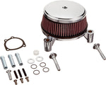 An Arlen Ness Big Sucker™ Stage 1 Air Filter Kit - '01-'17 Twin Cam EFI & '99-'06 CV Carb - Chrome for a motorcycle.