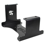A TC Bros. black metal bracket with a logo on it is the perfect TC Bros. Harley Big Twin Engine Stand for a Harley Big Twin Engine Rebuild Stand.