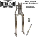 An image of a Chrome Springer Kit For Yamaha XS650 stock length by Moto Iron®.