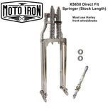 An image of a Chrome Springer Kit For Yamaha XS650 stock length by Moto Iron®.