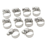 Mid-USA Fuel and Oil Line Stainless Hose Clamps For 7/16" TO 11/16" OD Hose (10 Pack) HD #10014 for fuel and oil lines on a white background.
