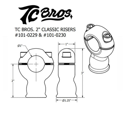 TC Bros. 2" Classic Stainless Risers for 1" Diameter Handlebars