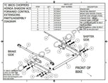 The wiring diagram for a Honda motorcycle, specifically the Honda 750 Shadow ACE models, incorporates a TC Bros. Honda Shadow ACE 750 Forward Controls Extension Kit 1998-2003 VT750 and showcases TC Bros. USA manufacturing.