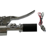 The Wyatt Gatling Chrome Dual Handlebar Button Switch Kit is a handlebar mounted CNC machined dual momentary contact microswitch.
