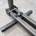 A metal frame with a bolt attached to it, known as the DIY Motorcycle Frame Jig Kit By Chop Source.