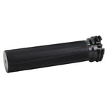 A black cylinder with a metal handle on a white background, featuring TC Bros. 1" Billet Motorcycle Throttle Tube - Black by TC Bros.