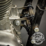 A set of Hughs HandBuilt XS650 Motor Mount Kit (74-Up) bolts, nuts, and washers for a motorcycle chassis.