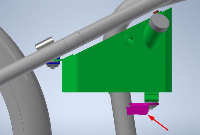 A red arrow pointing to a green TC Bros. Horseshoe Oil Tank For 1982-2003 Sportster Hardtail Kit object.