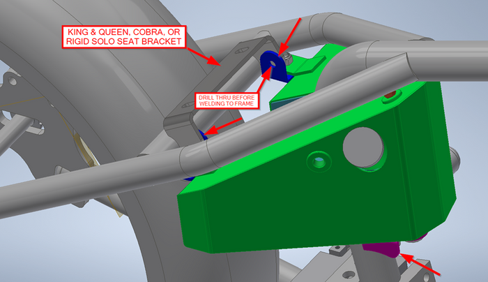 A 3d model of a TC Bros. Horseshoe Oil Tank For 1982-2003 Sportster Hardtail Kit motorcycle with a green handlebar.