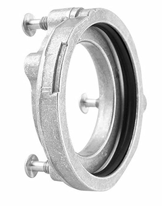 A Mikuni HSR to CV Air Cleaner Adapter HS42/001-K for HSR 42/45 Carbs by Biker's Choice threaded end stainless steel pipe fitting.