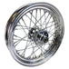 A Mid-USA Chrome Rear 40 Spoke Wheel 16"x3" (fits Harley Ironhead Sportster XL 1955-1978), on a white background.