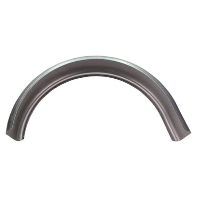 A heavy duty 14 gauge TC Bros. steel, curved rim for motorcycle use on a white background.