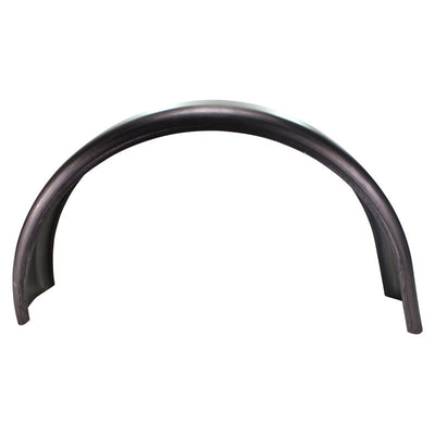 A black 5" Wide Raw Steel Flat Bobber/Chopper Fender from TC Bros. on a white background.