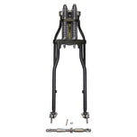 An image of a Moto Iron® Wishbone Springer Front End +6" Length Black fits Dyna 1991-17 & Sportster 04-up suspension for a motorcycle.