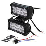 The TC Bros. Scrambler LED Headlight Kit for Harley-Davidson includes two black LED light bars with wiring, connectors, brackets, and hardware—perfect for off-road use or upgrading your Harley's lighting system.