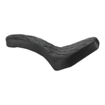 A TC Bros. Hardtail Rigid Cobra Seat Black Diamond with diamond stitch style on a white background.
