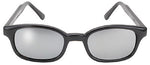 KD's Sunglasses-Silver Mirror by KD's Sunglasses are black, rectangular shades with a lightweight design and silver mirrored lenses, displayed from the front.