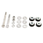The Moto Iron® Gas Tank Mounting Kit for 1993-2003 Harley-Davidson Sportster includes bolts, nuts, washers, split lock washers, and four rubber grommets—ideal for secure fuel tank installation.